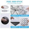 imageArt3d 10Sheet Peel and Stick Backsplash Metal Mosaic Tiles for Kitchen Wall Decor Stick on Aluminum Composite Tiles Stikers Black Windmill Puzzle Glass MixedSilver