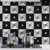 imageArt3d 10Sheet Peel and Stick Backsplash Metal Mosaic Tiles for Kitchen Wall Decor Stick on Aluminum Composite Tiles Stikers Black Windmill Puzzle Glass MixedBlackSilver