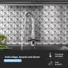 imageArt3d 10Sheet Peel and Stick Backsplash Metal Mosaic Tiles for Kitchen Wall Decor Stick on Aluminum Composite Tiles Stikers Black Windmill Puzzle Glass MixedSilver