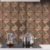 imageArt3d 10Sheet Peel and Stick Backsplash Metal Mosaic Tiles for Kitchen Wall Decor Stick on Aluminum Composite Tiles Stikers Black Windmill Puzzle Glass MixedCopper