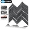 imageArt3d 10Sheet Peel and Stick Backsplash for Kitchen Dcor SelfAdhesive Tile Hexagon Mosaic TilesBlack with Silver Metal