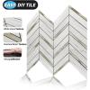 imageArt3d 10Sheet Peel and Stick Backsplash for Kitchen Dcor SelfAdhesive Tile Hexagon Mosaic TilesStone Beige Mixed Gold Metal
