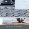 imageArt3d grout Decorative Tile BlueGray Glass for Kitchen Backsplash or Bathroom Backsplash 5 PackBlue Marble