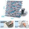 imageArt3d grout Decorative Tile BlueGray Glass for Kitchen Backsplash or Bathroom Backsplash 5 PackBlue Marble