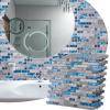 imageArt3d grout Decorative Tile BlueGray Glass for Kitchen Backsplash or Bathroom Backsplash 5 PackBlue Marble