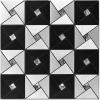 imageArt3d 10Sheet Peel and Stick Backsplash Metal Mosaic Tiles for Kitchen Wall Decor Stick on Aluminum Composite Tiles Stikers Black Windmill Puzzle Glass MixedBlackSilver