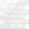 imageArt3d 30  30cm Peel and Stick Backsplash Tiles for Kitchen Shiny Black A17000BKBright White