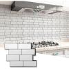 imageArt3d Peel and Stick Backsplash Tile Green for Kithchen Bathroom Laundry Room Stove RV 20Pack of 12 x 6quot SelfAdhesive Vinyl Stick On Subway TileWhite With Black Grout  2