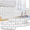 imageArt3d Peel and Stick Backsplash Tile Green for Kithchen Bathroom Laundry Room Stove RV 20Pack of 12 x 6quot SelfAdhesive Vinyl Stick On Subway TileWhite with Black Grout  1