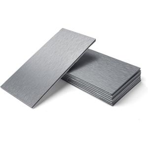 imageArt3d 100Pieces Peel and Stick Tile Kitchen Backsplash Metal Wall Tiles Brushed Aluminium SubwayAluminum