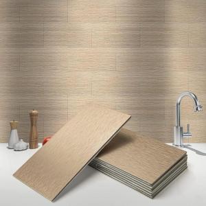 imageArt3d 100Pieces Peel and Stick Tile Kitchen Backsplash Metal Wall Tiles Brushed Aluminium SubwayCopper