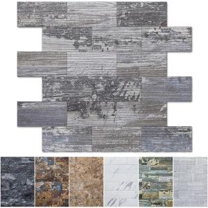 imageArt3d 10Pack Peel and Stick Backsplash Tile for Kitchen Bathroom Fireplace Vanitity SelfAdhesive Wall Tile in Blue GreyLightgray