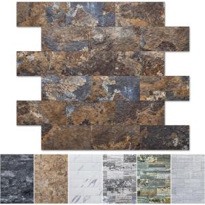 imageArt3d 10Pack Peel and Stick Backsplash Tile for Kitchen Bathroom Fireplace Vanitity SelfAdhesive Wall Tile in Blue GreyRustslate