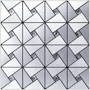imageArt3d 10Sheet Peel and Stick Backsplash Metal Mosaic Tiles for Kitchen Wall Decor Stick on Aluminum Composite Tiles Stikers Black Windmill Puzzle Glass MixedSilver