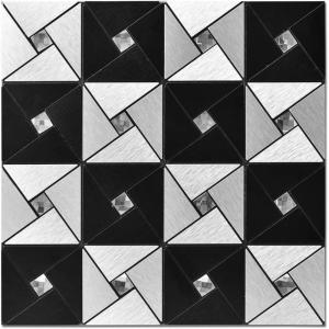 imageArt3d 10Sheet Peel and Stick Backsplash Metal Mosaic Tiles for Kitchen Wall Decor Stick on Aluminum Composite Tiles Stikers Black Windmill Puzzle Glass MixedBlackSilver