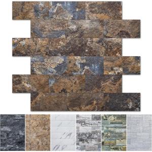 imageArt3d 10Sheet Peel and Stick Backsplash PVC Wall Tile Stickon Tile for Kitchen Backplash Bathroom Vanities Fireplace Decor Laundry Table Stair Decals in Rust Slate PlasticSheetsRustslate
