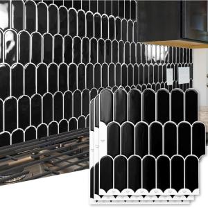 imageArt3d 10Sheet Peel and Stick Kitchen Backsplash Tile Vinyl Stick On Wall Tile Sticker for Bathroom Laundry Room Back Splashes 12quotx12quot Black MarbleBlack