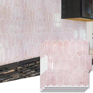 imageArt3d 10Sheet Peel and Stick Kitchen Backsplash Tile Vinyl Stick On Wall Tile Sticker for Bathroom Laundry Room Back Splashes 12quotx12quot Black MarblePink Marble