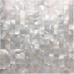imageArt3d Mother of Pearl Shell Mini Square Seamless Mosaic Tile for Kitchen Backsplash White 12quot L X 12quot WCloud