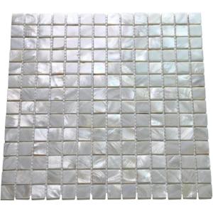 imageArt3d Mother of Pearl Shell Mini Square Seamless Mosaic Tile for Kitchen Backsplash White 12quot L X 12quot Wshimmer gray