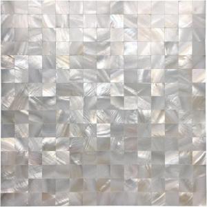 imageArt3d Peel and Stick Mother of Pearl Shell Mosaic Tile for Kitchen Backsplashes 12quot x 12quot White 6 Pack