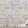imageArt3d 10Sheet Peel and Stick Backsplash Tile for Kitchen Bathroom Fireplace Laundry Room in White Marble ToneVolakas White  Metal Gold