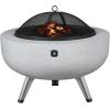 imageArt3d 256quot Round Fire Pit Combo with Foldable Legs Portable Tripod Wood Burning Fire Bowl for Barbecue Outside Patio Bonfires ampamp Heating