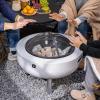 imageArt3d 256quot Round Fire Pit Combo with Foldable Legs Portable Tripod Wood Burning Fire Bowl for Barbecue Outside Patio Bonfires ampamp Heating