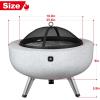 imageArt3d 256quot Round Fire Pit Combo with Foldable Legs Portable Tripod Wood Burning Fire Bowl for Barbecue Outside Patio Bonfires ampamp Heating