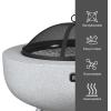 imageArt3d 256quot Round Fire Pit Combo with Foldable Legs Portable Tripod Wood Burning Fire Bowl for Barbecue Outside Patio Bonfires ampamp Heating