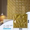 imageArt3d 33Pack 3D Wall Panels for Interior Wall Decor Diamond Textured Feature Wall Paneling for Gaming Living Room TV Wall Background Accent Wall  12 x 12 inch GoldGold