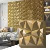 imageArt3d 3D Diamond Design Paneling for Interior Decor Living Room TV Wall Background Bedroom Gaming Setup 118quot x 118quot Black Marble 33 PackGold