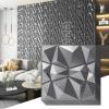 imageArt3d 3D Diamond Design Paneling for Interior Decor Living Room TV Wall Background Bedroom Gaming Setup 118quot x 118quot Black Marble 33 PackSilver