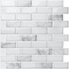 imageArt3d Peel and Stick Wall Tile for KitchenBathroom Backsplash 12quotx12quot MultiWhite