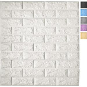 imageArt3d 11Pack Peel and Stick 3D Wall Panels for Interior Wall Decor White Brick Wallpaper Covers 64 SqFt