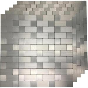 imageArt3d 20Pack SelfAdhesive Metal Backsplash Peel and Stick Tile for Kitchen 12quot x 12quot Silver Aluminium Surface