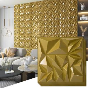 imageArt3d 33Pack 3D Wall Panels for Interior Wall Decor Diamond Textured Feature Wall Paneling for Gaming Living Room TV Wall Background Accent Wall  12 x 12 inch GoldGold