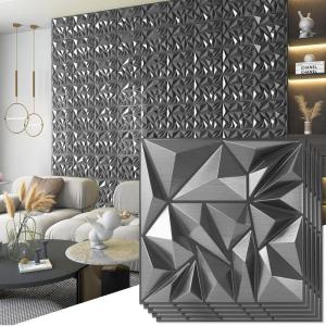 imageArt3d 33Pack 3D Wall Panels for Interior Wall Decor Diamond Textured Feature Wall Paneling for Gaming Living Room TV Wall Background Accent Wall  12 x 12 inch GoldSilver