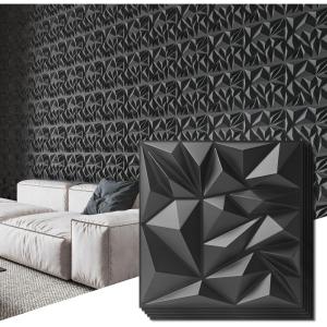 imageArt3d 33Pack 3D Wall Panels for Interior Wall Decor Diamond Textured Feature Wall Paneling for Gaming Living Room TV Wall Background Accent Wall  12 x 12 inch GoldBlack