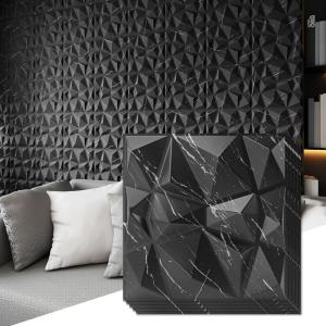 imageArt3d 3D Diamond Design Paneling for Interior Decor Living Room TV Wall Background Bedroom Gaming Setup 118quot x 118quot Black Marble 33 PackBlack Marble
