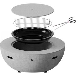 imageArt3d 425quot Round Fire Pit Combo Large Portable Wood Burning Fire Bowl for Barbecue Outside Patio Bonfires ampamp Heating