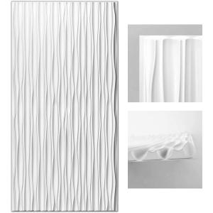 imageArt3d Black Large PVC 3D Wall Panels for Interior Wall Dcor Drop Ceiling Tile 2x4 3D Textured Wavy Wall Panels Decorative Pack of 6 Tiles472quot236quotWhite