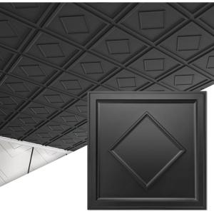 imageArt3d Drop Ceiling Tiles 24x24 Inch 12Pack 48 Sqft  Glue Up PVC Ceiling Tiles 2x2 Ft Decorative Ceiling Panels for Kitchen Living Room Office and Home WhiteBlack