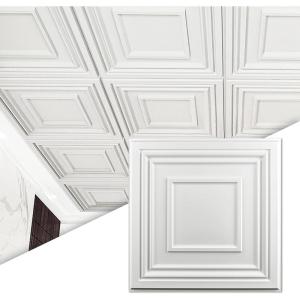imageArt3d Drop Ceiling Tiles 24x24 Inch 12Pack 48 Sqft  Glue Up PVC Ceiling Tiles 2x2 Ft Decorative Ceiling Panels for Kitchen Living Room Office and Home WhiteSnow White