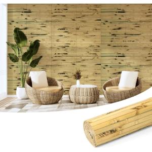 imageArt3d Natural Bamboo Wall Panel for Interior Wall Decor Renewable Pole Wrap Wainscoting Paneling for Wall Ceiling Furniture Cabinet Office 12 x 96 Inch  Light BurnedLight Burned