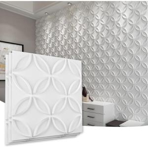imageArt3d PVC 3D Wall Panel Interlocked Circles in Matt White Cover 32 Sqft for Interior Ceiling and Wall Decor for Residential or Commerical