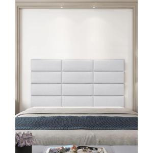 imageArt3d Padded Bed Headboard for QueenTwinKingFullRemovableSized 315x118inches Pack of 8pcsGray Upholstered Wall Panels for Interior Wall DecorIvory