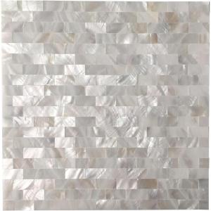imageArt3d Peel and Stick Mother of Pearl Shell Mosaic Tile for Kitchen Backsplashes 12quot x 12quot White Brick