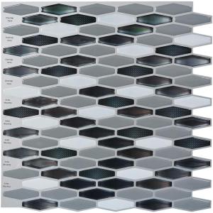 imageArt3d Peel and Stick Wall Tile for KitchenBathroom Backsplash 12quotx12quot MultiBlackWhite