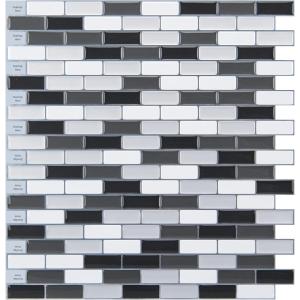 imageArt3d Peel and Stick Wall Tile for KitchenBathroom Backsplash 12quotx12quot MultiBlackwhite